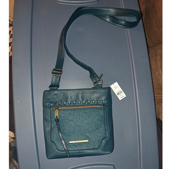 Rosetti Dark Green Crossbody Bag with Floral Design & Adjustable Straps - Picture 3 of 8